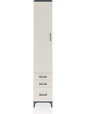 Hyperion Dolap 3 Raflı 3 Çekmeceli Tek Askılı 44X44X243 Antrasit-Aytaşı