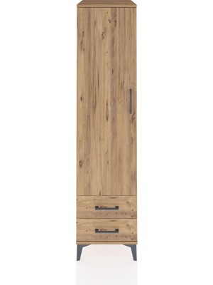 Kronos Dolap 4 Raflı 2 Çekmeceli Tek Kapaklı 44X59X182 Çam-Çam