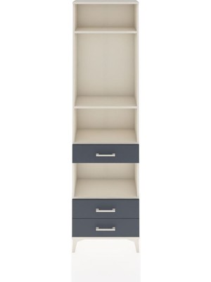 Arges Dolap 4 Raflı 3 Çekmeceli 60X30X221 Aytaşı-Antrasit
