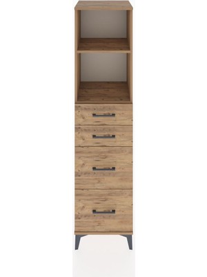 Hyperion Dolap 2 Raflı 4 Çekmeceli 44X44X182 Çam-Çam