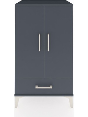 Hyperion Komodin 3 Raflı Tek Çekmeceli 2 Kapaklı 60X44X106 Antrasit-Antrasit