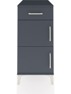 Kronos Komodin Tek Raflı Tek Çekmeceli 2 Kapaklı 44X59X96 Antrasit-Antrasit