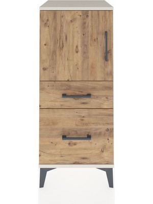 Hyperion Komodin 2 Raflı 2 Çekmeceli Tek Kapaklı 44X44X106 Aytaşı-Çam