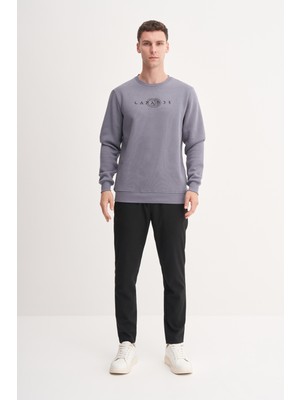 Cazador 53625 Koyu Gri Erkek Bisiklet Yaka Baskılı Regular Fit Sweatshirt