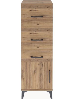 Arges Dolap 3 Çekmeceli Tek Kapaklı 44X30X134 Çam-Çam