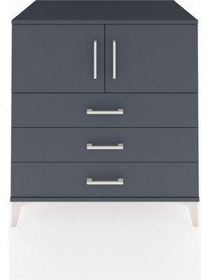 Kronos Şifonyer 2 Raflı 3 Çekmeceli 2 Kapaklı 88X59X96 Antrasit-Antrasit