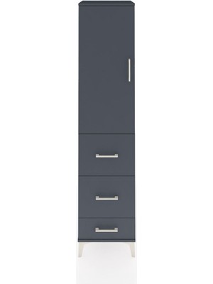 Hyperion Dolap 3 Raflı 3 Çekmeceli Tek Kapaklı 44X44X195 Antrasit-Antrasit