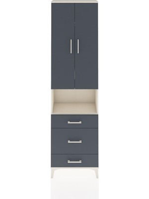 Arges Dolap 3 Raflı 3 Çekmeceli Tek Askılı 60X30X221 Aytaşı-Antrasit