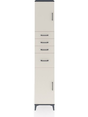 Hyperion Dolap 3 Raflı 4 Çekmeceli 2 Kapaklı 44X44X243 Antrasit-Aytaşı