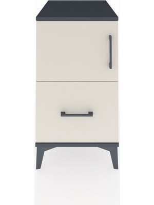 Kronos Komodin 2 Raflı Tek Çekmeceli Tek Kapaklı 44X59X80 Antrasit-Aytaşı