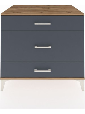 Kronos Şifonyer 3 Çekmeceli 88X59X80 Çam-Antrasit