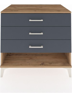 Kronos Şifonyer 3 Çekmeceli 88X59X80 Çam-Antrasit
