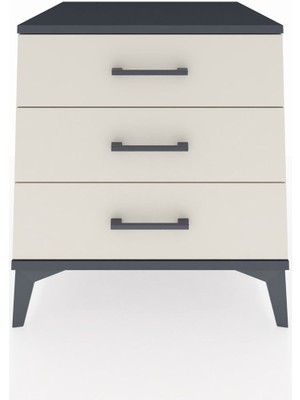 Kronos Komodin 3 Çekmeceli 60X59X64 Antrasit-Aytaşı