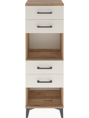 Arges Dolap Tek Raflı 4 Çekmeceli 44X30X134 Çam-Aytaşı