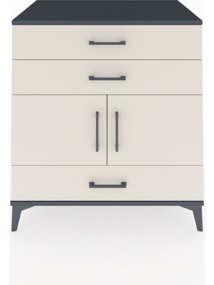 Kronos Şifonyer Tek Raflı 3 Çekmeceli 2 Kapaklı 88X59X96 Antrasit-Aytaşı