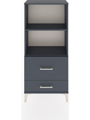 Hyperion Dolap 2 Raflı 2 Çekmeceli 60X44X134 Antrasit-Antrasit
