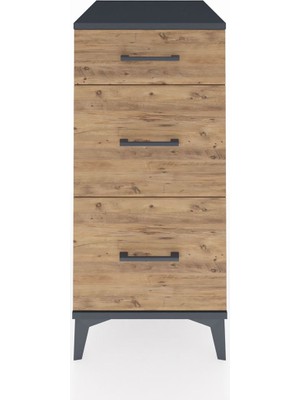 Kronos Komodin 3 Çekmeceli 44X59X96 Antrasit-Çam