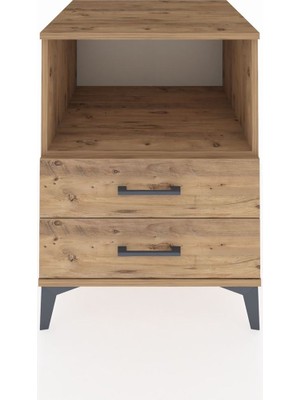Kronos Komodin Tek Raflı 2 Çekmeceli 60X59X80 Çam-Çam