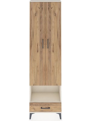 Arges Dolap 5 Raflı Tek Çekmeceli Tek Askılı 60X30X221 Aytaşı-Çam