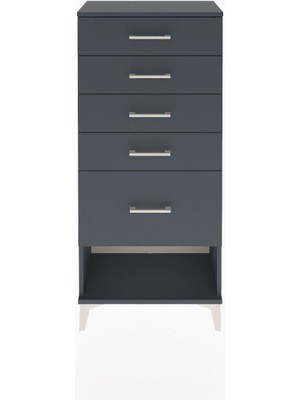 Arges Dolap 5 Çekmeceli 60X30X134 Antrasit-Antrasit