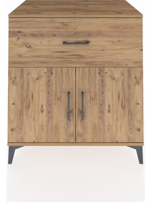 Kronos Şifonyer Tek Raflı Tek Çekmeceli 2 Kapaklı 88X59X96 Çam-Çam