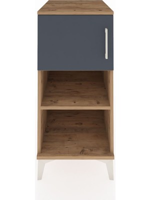 Kronos Komodin 2 Raflı Tek Kapaklı 44X59X96 Çam-Antrasit