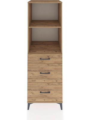 Kronos Dolap 2 Raflı 3 Çekmeceli 60X59X182 Çam-Çam