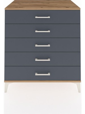 Kronos Şifonyer 5 Çekmeceli 88X59X96 Çam-Antrasit