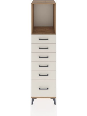 Hyperion Dolap Tek Raflı 6 Çekmeceli 44X44X182 Çam-Aytaşı