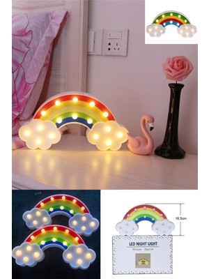 Renkli Gökkuşağı Şeklinde Pilli LED Masa ve Duvar Lambası