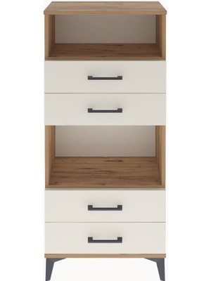 Arges Dolap 2 Raflı 4 Çekmeceli 60X30X134 Çam-Aytaşı