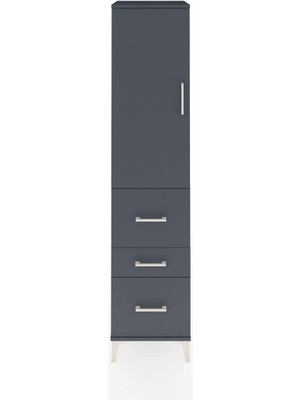 Hyperion Dolap 3 Raflı 3 Çekmeceli Tek Kapaklı 44X44X195 Antrasit-Antrasit