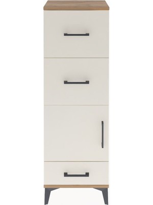 Arges Dolap Tek Raflı 3 Çekmeceli Tek Kapaklı 44X30X134 Çam-Aytaşı