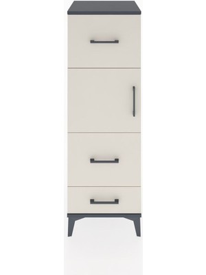Hyperion Dolap Tek Raflı 3 Çekmeceli Tek Kapaklı 44X44X134 Antrasit-Aytaşı