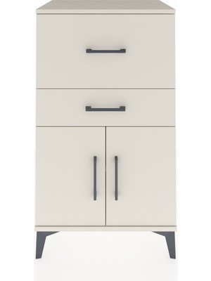 Hyperion Komodin Tek Raflı 2 Çekmeceli 2 Kapaklı 60X44X106 Aytaşı-Aytaşı