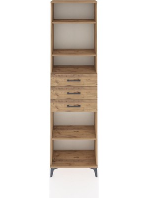 Arges Dolap 4 Raflı 3 Çekmeceli 60X30X221 Çam-Çam
