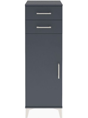 Arges Dolap 2 Raflı 2 Çekmeceli Tek Kapaklı 44X30X134 Antrasit-Antrasit