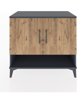 Hyperion Şifonyer 2 Raflı 2 Kapaklı 88X44X80 Antrasit-Çam