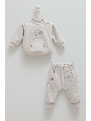 Cool Mountaın Kanguru Cep Detaylı Alt Üst Takım - Caramell  - TKE2025 - Gri - 12 - 18 Ay - TKE2025-GRI-12 - 18 Ay Gri