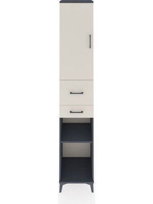 Hyperion Dolap 4 Raflı 2 Çekmeceli Tek Kapaklı 44X44X243 Antrasit-Aytaşı