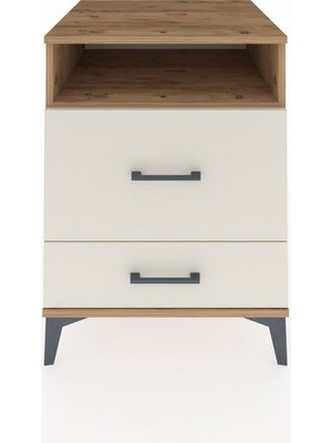 Kronos Komodin Tek Raflı 2 Çekmeceli 60X59X80 Çam-Aytaşı