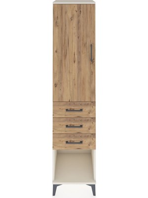 Hyperion Dolap 3 Raflı 3 Çekmeceli Tek Kapaklı 44X44X195 Aytaşı-Çam
