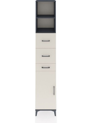 Hyperion Dolap 3 Raflı 3 Çekmeceli Tek Kapaklı 44X44X243 Antrasit-Aytaşı