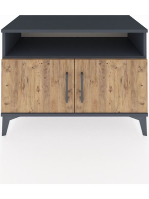 Hyperion Şifonyer 2 Raflı 2 Kapaklı 88X44X64 Antrasit-Çam