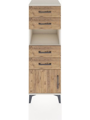 Hyperion Dolap Tek Raflı 4 Çekmeceli Tek Kapaklı 44X44X134 Aytaşı-Çam