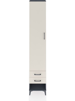 Hyperion Dolap 3 Raflı 2 Çekmeceli Tek Askılı 44X44X243 Antrasit-Aytaşı
