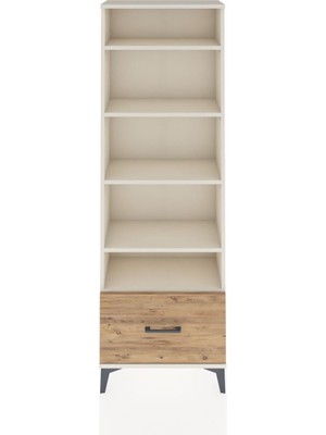 Arges Dolap 5 Raflı Tek Çekmeceli 60X30X182 Aytaşı-Çam