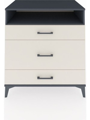 Kronos Şifonyer Tek Raflı 3 Çekmeceli 88X59X96 Antrasit-Aytaşı