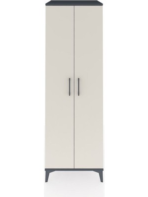 Kronos Dolap 2 Raflı 2 Kapaklı Tek Askılı 60X59X182 Antrasit-Aytaşı