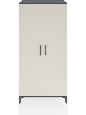 Hyperion Dolap 2 Raflı 2 Kapaklı Tek Askılı 88X44X182 Antrasit-Aytaşı